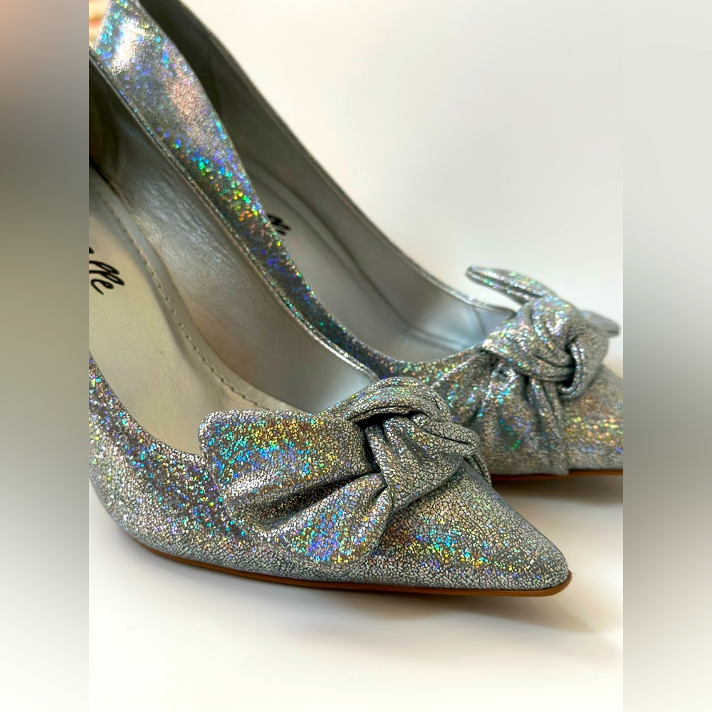 Prom Brazil Made Silver Sparkle Leather Shoes Pumps